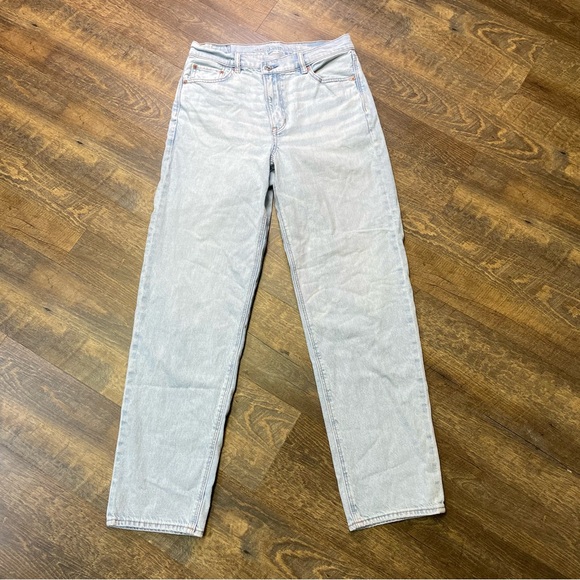 American Eagle AE Strigid Jeans Highest Waist Crossover Baggy Straight Womens 8 - Picture 2 of 12